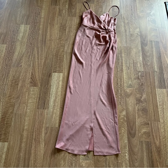 BHLDN Freya Satin Charmeuse  Maxi Dress US Sz 10 Dusty Rose Mauve Pink Bridal - Picture 10 of 16